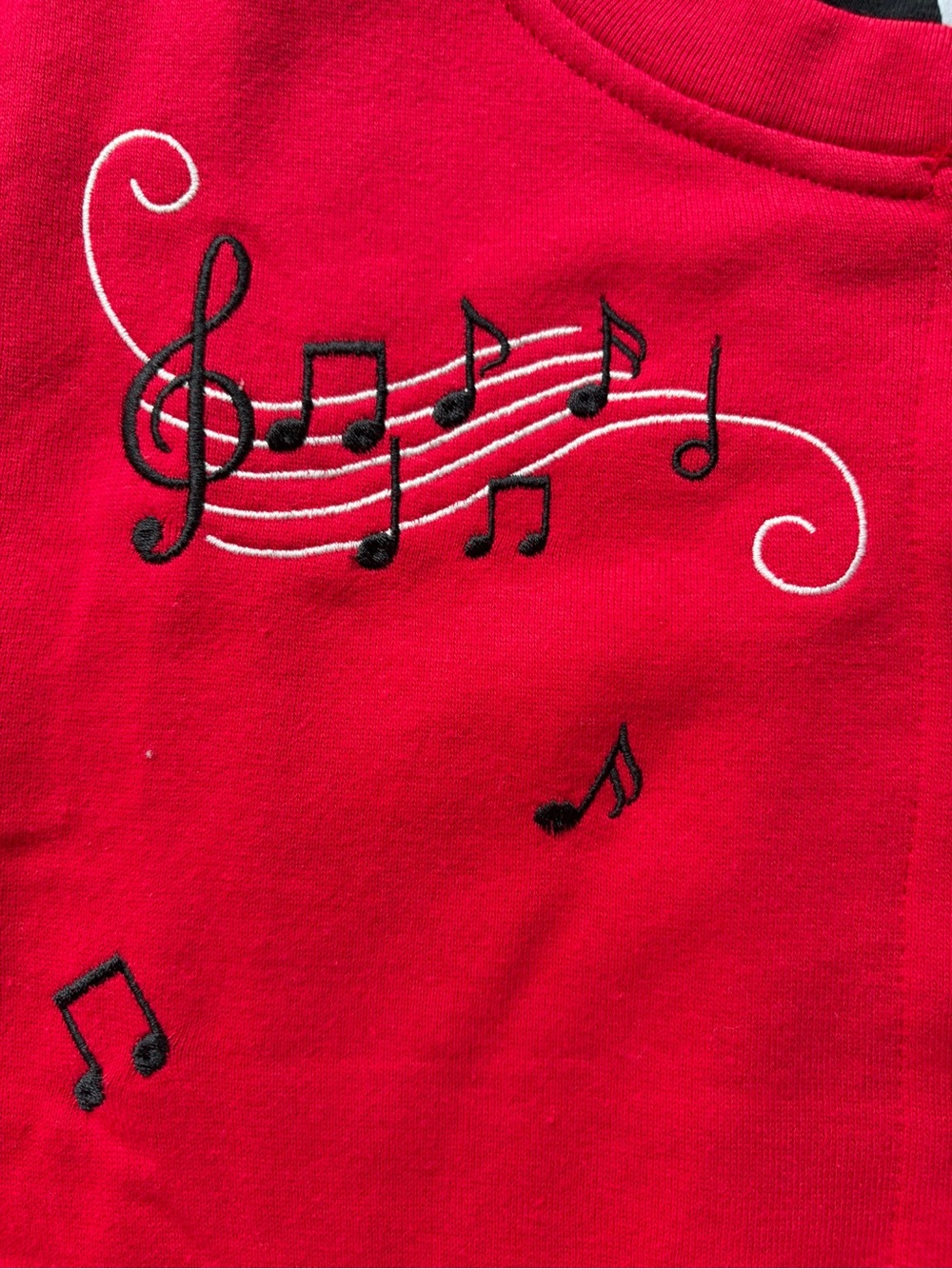 Vintage 90s C&K Design Music Notes Cardigan Womens 2X Red Embroidered Grandma - Picture 4 of 11
